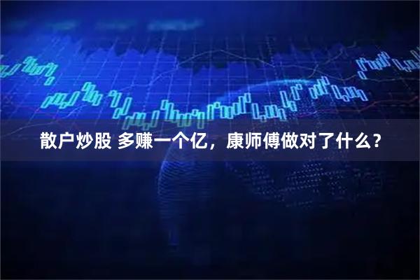 散户炒股 多赚一个亿，康师傅做对了什么？